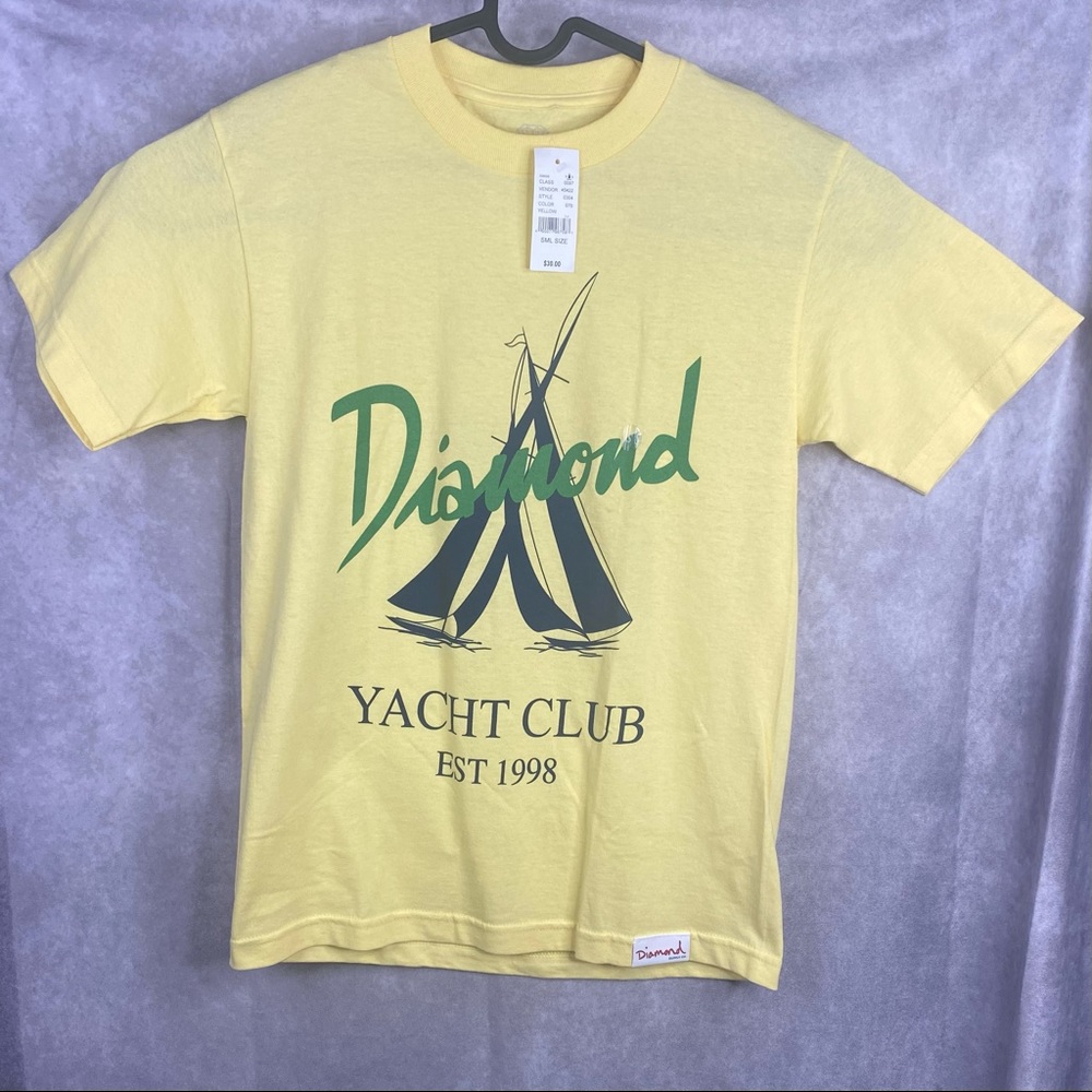 Diamond Supply Co. Yacht Club Yellow Logo Graphic Print T-Shirt Size Small